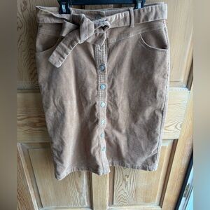 Camel Button-Front Corduroy Women's Skirt Size Medium